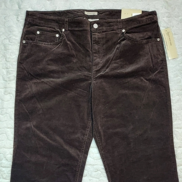 Jones New York Sport Espresso Dark Brown Corduroy Straight Leg Pants Size 16 - Picture 3 of 12